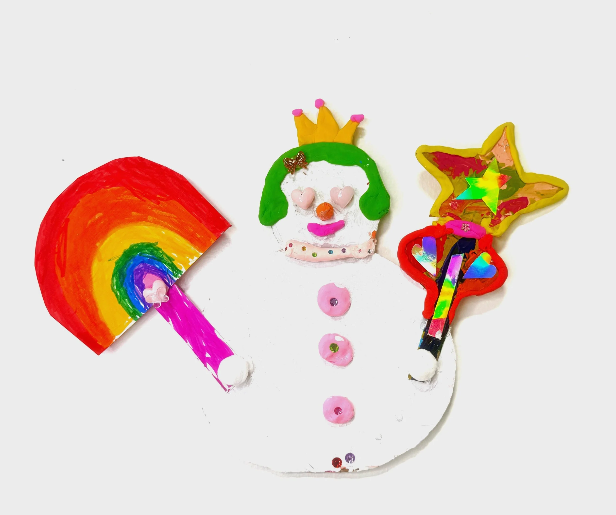 The Snowman with a Star and rainbow
