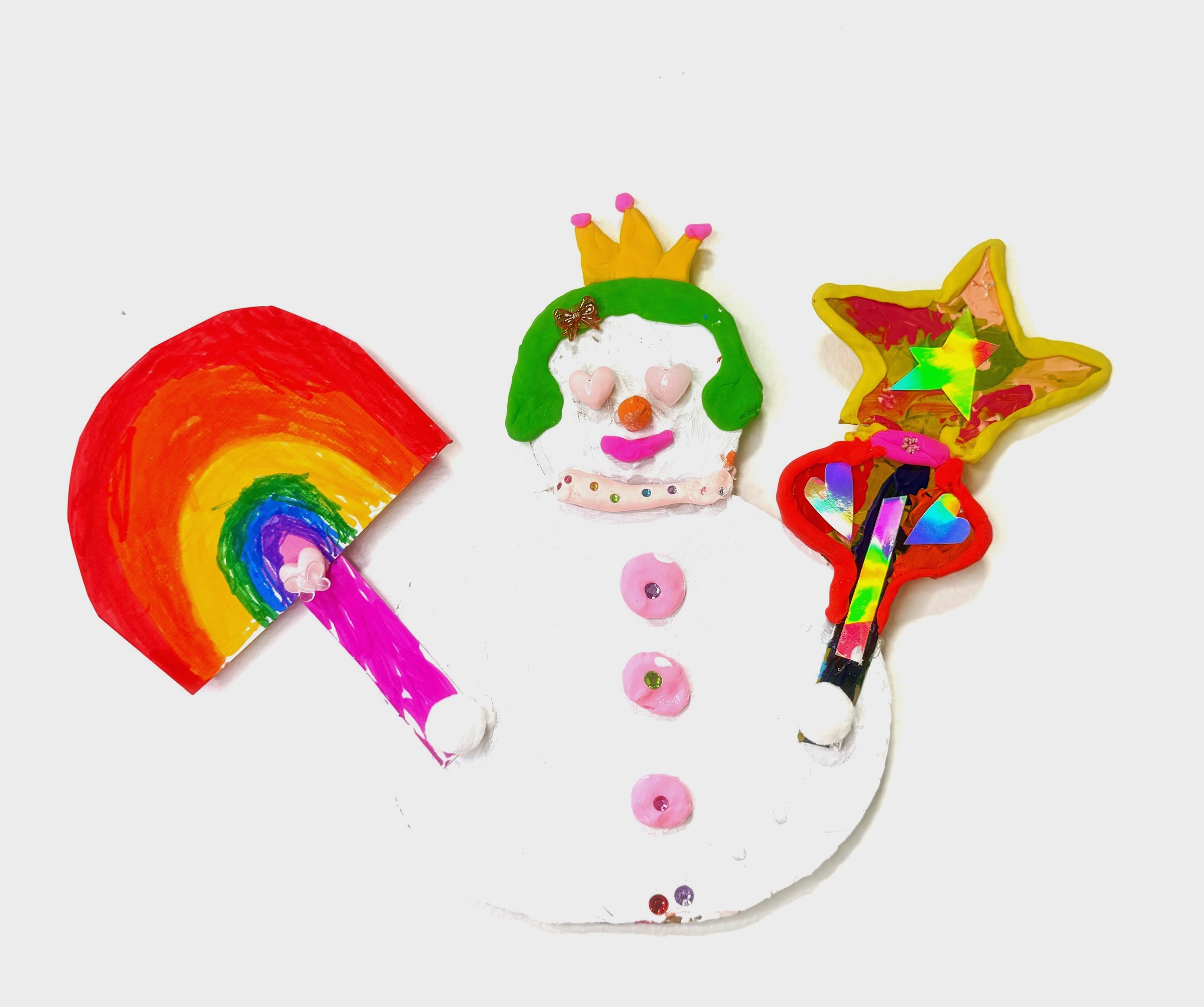 The Snowman with a Star and rainbow